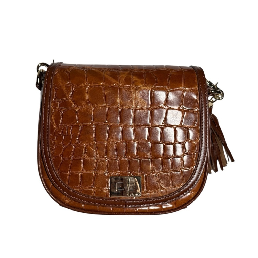 Brahmin Mini Sonny Saddle Bag in Tan Gustavo Brown Crocodile Crossbody
